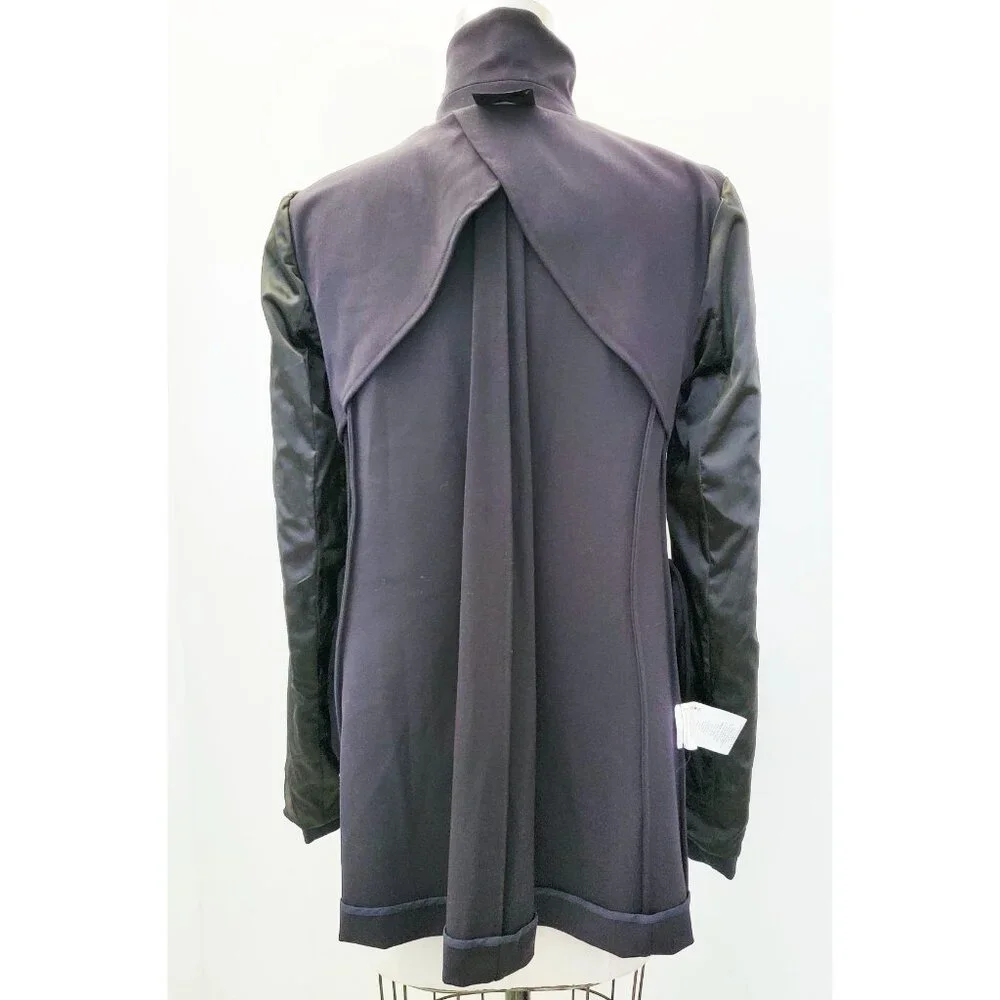 Sonia Speciale Womens Open Front Navy Gabardine Wool Blend Blazer Jacket